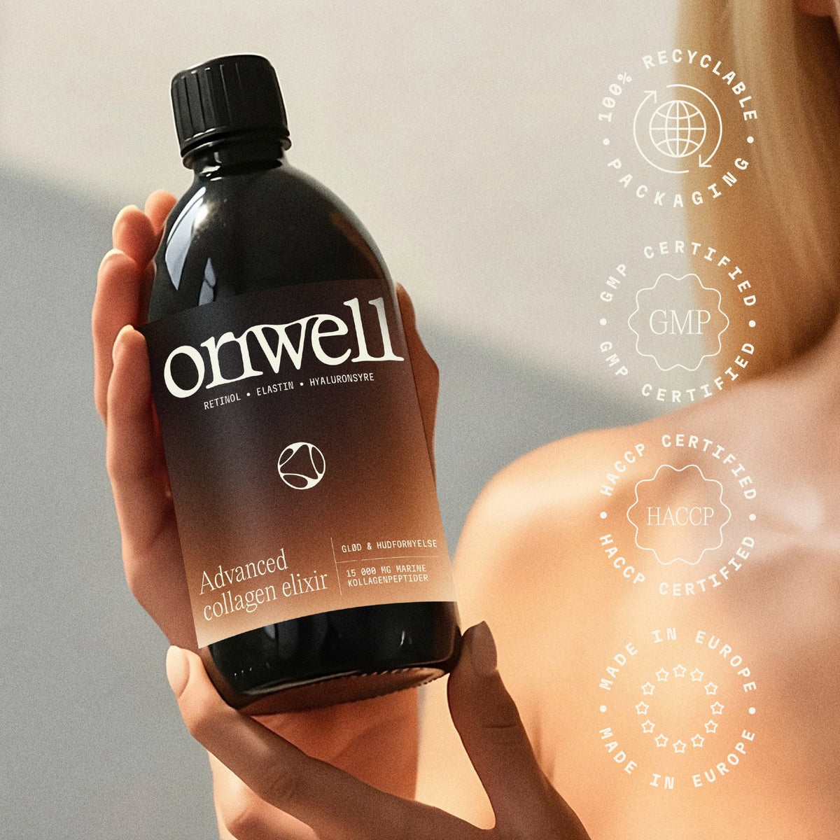 Kvalitetsmerker og produktegenskaper for Advanced Collagen Elixir