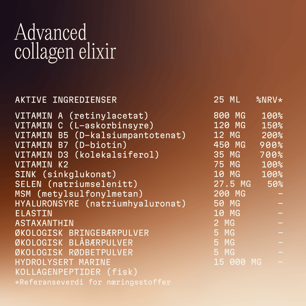 Produktinformasjon om Oriwell Advanced Collagen Elixir